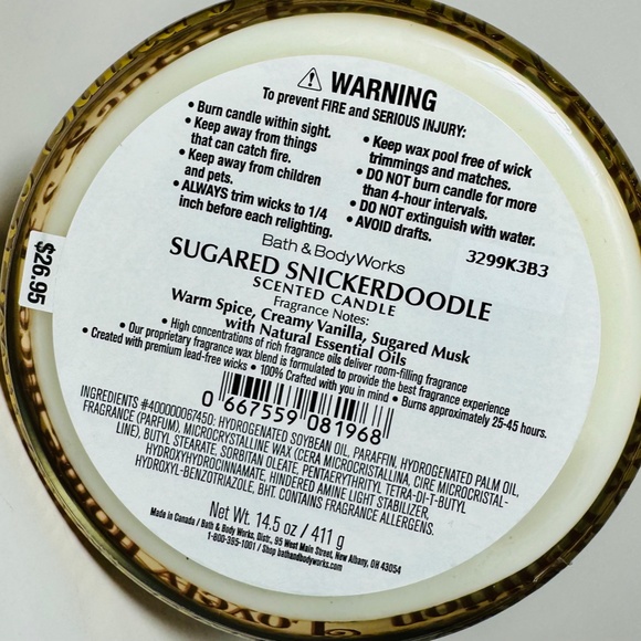 SUGARED SNICKERDOODLE 3 Wick Candle - Picture 3 of 3